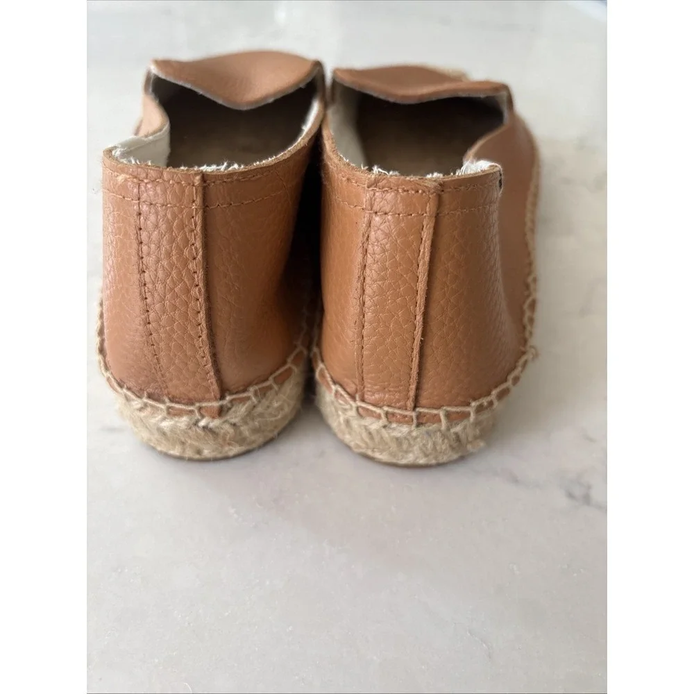 Soludos Espadrilles Camel Brown Leather Platform Slip On Sandal 8 Smoking Shoe
